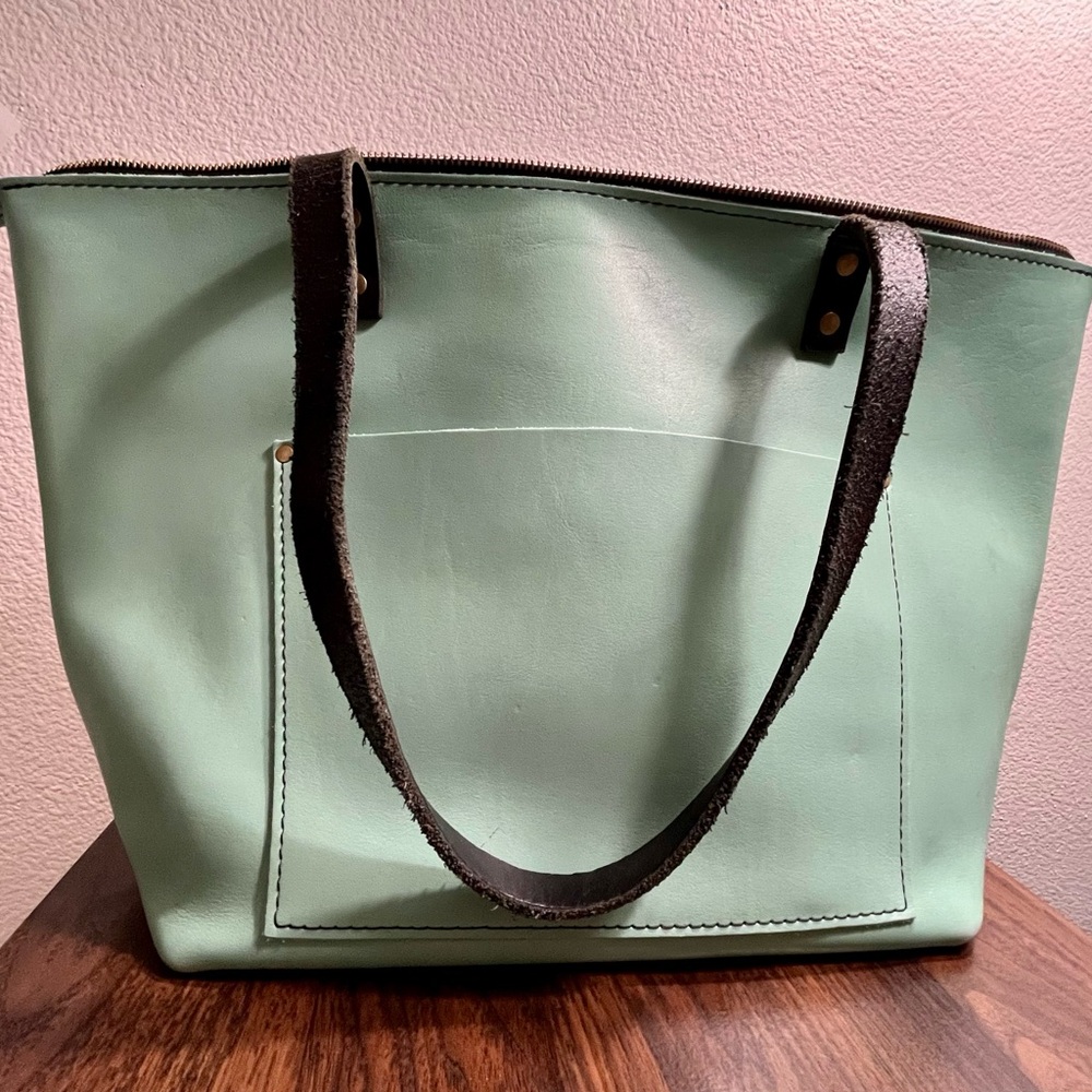 Portland Leather - Mint Green Leather Tote Bag